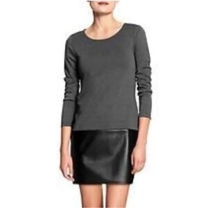Banana Republic Women's Gray Long Sleeve Dress, Faux Leather Bottom Size 2P